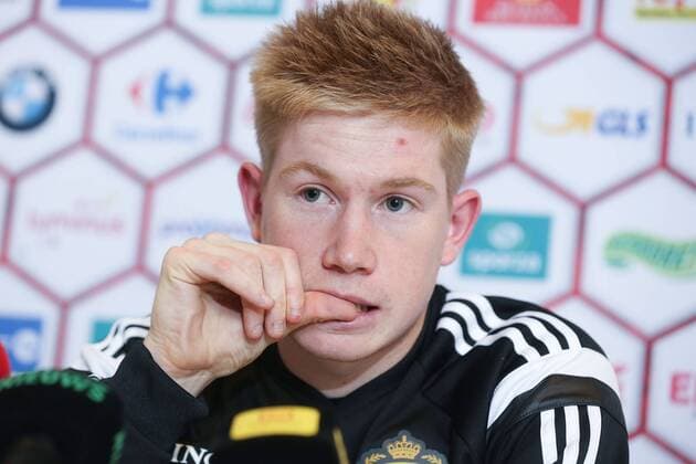 - BRUSSELS, BELGIUM: Belgium s Kevin De Bruyne pictured during a press moment of national coach and three players after a closed training session of Belgian national soccer team Red Devils, Friday 14 November 2014, in Neerpede, Brussels. Belgium will play its third game of the Euro 2016 qualification against Wales on Sunday. BRUNOxFAHY  xpremiumd 20813350x