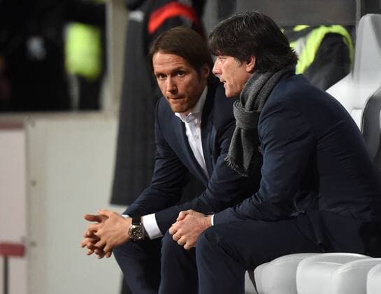 14.11.2014, xjhx, Fussball EM Qualifikation, Deutschland - Gibraltar, v.l. Co Trainer Thomas Schneider (Deutsche Fussball Nationalmannschaft DFB), Trainer Joachim JOGI Loew (Deutsche Fussball Nationalmannschaft DFB)