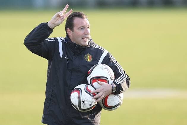 - BRUSSELS, BELGIUM: Belgium s head coach Marc Wilmots pictured during a training session of Belgian national soccer team Red Devils, Saturday 15 November 2014, in Neerpede, Brussels. Belgium will play its third game of the Euro 2016 qualification against Wales on Sunday. BRUNOxFAHY  xpremiumd kur20240121x