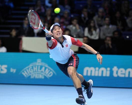 TENNIS - ATP, World Tour Finals 2014 LONDON,ENGLAND,15.NOV.14 - TENNIS - ATP Tennis Herren World Tour, World Tour Finals 2014. Image shows Kei Nishikori (JPN). 