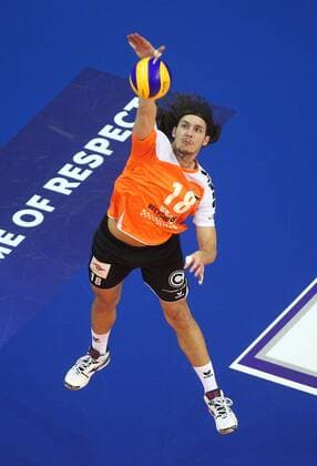 Berlin, Deutschland, 15.11.2014: 1. Volleyball Bundesliga Männer Männer Saison 2014 2015 - BR Volleys - TSV Herrsching. Francesco De Marchi (BR Volleys 18)