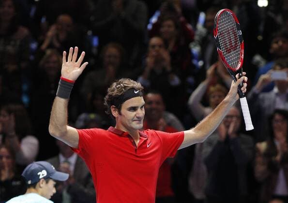 15.11.2014 London, England. Roger Federer (SUI) in semiFinals during the Day 7 Barclays ATP Tennis Herren World Tour Finals from the O2 Arena. xHongboxChenx  ActionPlus11576937