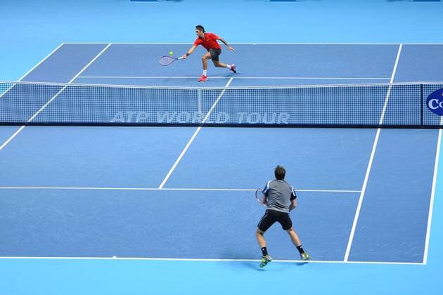 Roger Federer (Sui) vs Stanislas Wawrinka (Sui) TENNIS : ATP Tennis Herren World Tour Finals 2014 - 11 11 2014 - 16 11 2014 TennisMagazine Panoramic 