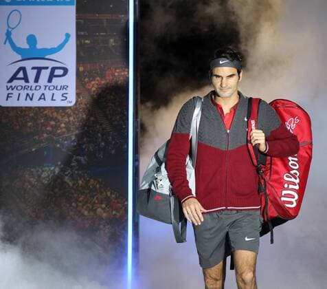 TENNIS - ATP, World Tour Finals 2014 LONDON,ENGLAND,15.NOV.14 - TENNIS - ATP Tennis Herren World Tour, World Tour Finals 2014. Image shows Roger Federer (SUI). 