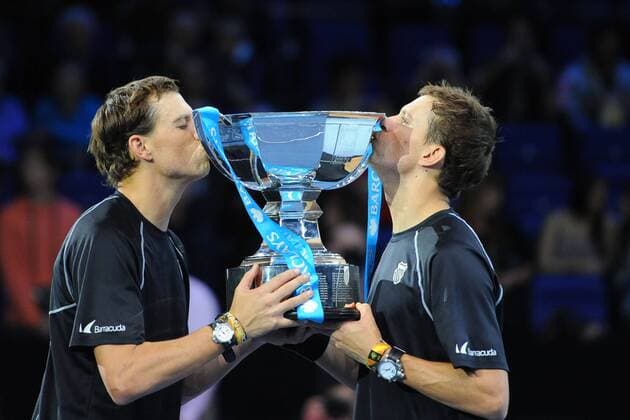 Bob and Mike Bryan (USA) TENNIS : ATP Tennis Herren World Tour Finals 2014 - 11 11 2014 - 16 11 2014 TennisMagazine 
