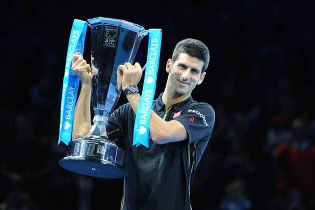 Novak Djokovic (Ser) with the trophy TENNIS : ATP Tennis Herren World Tour Finals 2014 - 11 11 2014 - 16 11 2014 TennisMagazine 