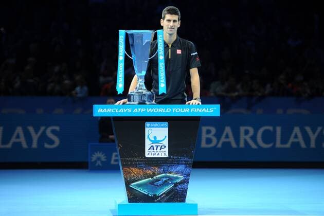 Novak Djokovic (Ser) with the trophy TENNIS : ATP Tennis Herren World Tour Finals 2014 - 11 11 2014 - 16 11 2014 TennisMagazine 