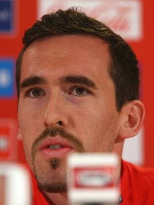 SOCCER - AUT vs BRA, preview VIENNA,AUSTRIA,17.NOV.14 - SOCCER - ÖFB international match, Austria vs Brazil, friendly match, preview, final press conference of team AUT. Image shows Christian Fuchs (AUT). 