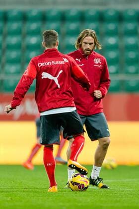 Aktuell Fussball, Nationalteam, Training Polen Poland Wroclaw 17.11.2014 Stadium Municipal avenue Slaska 1 Football the Swiss national team training Switzerland On the picture: Footballers during training  141117_1SB3727