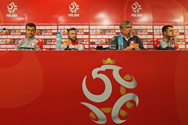 POLAND WROCLAW CITY STADIUM, FOOTBALL, OFFICIAL PRESS CONFERENCE OF TEAM POLAND: TOMASZ JODLOWIEC, ARTUR BORUC, ADAM NAWALKA, LUKASZ FABIANSKI  20141117CSLG0100