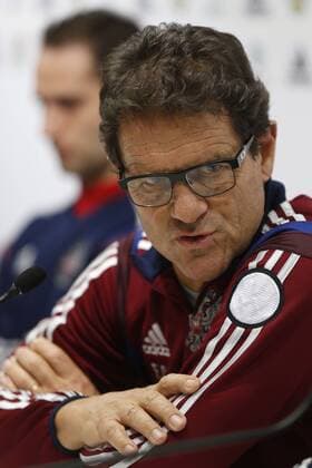 BUDAPEST, NOVEMBER 17, 2014. Russian national football team head coach Fabio Capello speaks at a press conference  RE1550F4