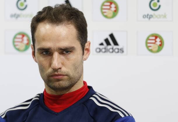 BUDAPEST, NOVEMBER 17, 2014. Midfielder Roman Shirokov of the Russian national football team looks on at a press conference  RE1550EF