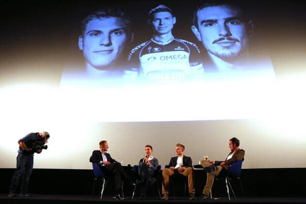 Kinopremiere Nieuwe Helden 17.11.14 , Erfurt, Cinestar, Deutsche Kinopremiere von Nieuwe Helden mit Tony Martin, Marcel Kittel und John Degenkolb hier die Talkrunde nach dem Film