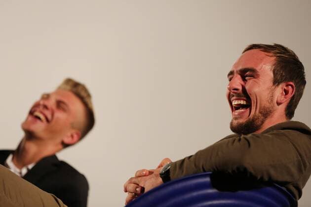 Kinopremiere Nieuwe Helden 17.11.14 , Erfurt, Cinestar, Deutsche Kinopremiere von Nieuwe Helden mit Tony Martin, Marcel Kittel und John Degenkolb im Bild: Marcel Kittel und John Degenkolb