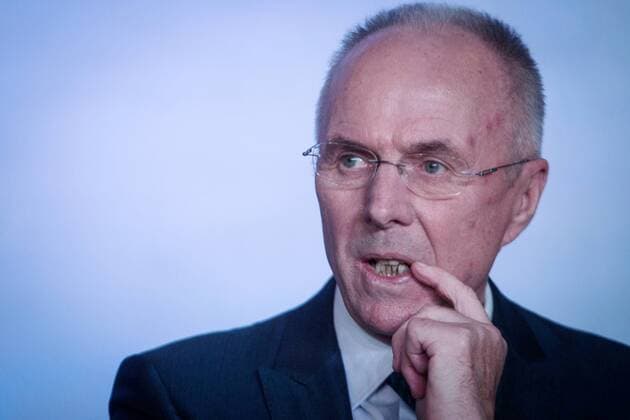 coach Sven-Goran Eriksson, the newly-appointed head coach of Shanghai IPG (SIPG) Football Club, reacts at a press conference in Shanghai, China, 18 November 2014.  pbu188959_14