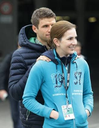 Stuttgart , Stuttgart German Masters , Dressur , Pressekonferenz , Lisa Müller mit Thomas Müller