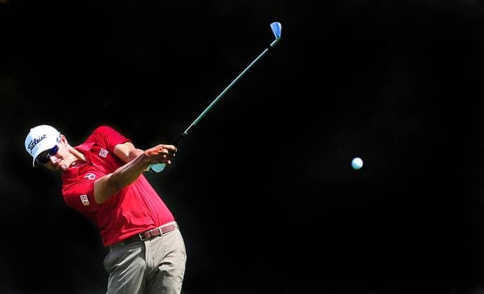 Nov. 22, 2014 - Melbourne, Victoria, Australia - Adam Scott (AUS) plays a shot on the seventeenth fairway during day 3 of the 2014 Australian Masters at The Metropolitan Golf Club in Melbourne, Australia. Golf 2014 - Australian Masters Day 3 - ZUMAk106