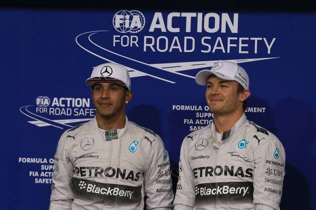 22.11.2014. Yas marina Circuit, Abu Dhabi, United Arab Emirates. FIA Formula One World Championship 2014, Grand Prix of Abu Dhabi, qualification day. Nico Rosberg from Mercedes AMG Petronas F1 takes pole ahead of tomorrows race followed by team mate Lewis Hamilton xLeannexBoonx  ActionPlus11578186