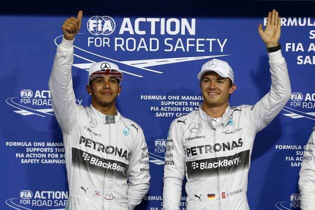 Motorsports: FIA Formula One World Championship 2014, Grand Prix of Abu Dhabi, 44 Lewis Hamilton (GBR, Mercedes AMG Petronas F1 Team), 6 Nico Rosberg (GER, Mercedes AMG Petronas F1 Team), xHOCHxZWEIx