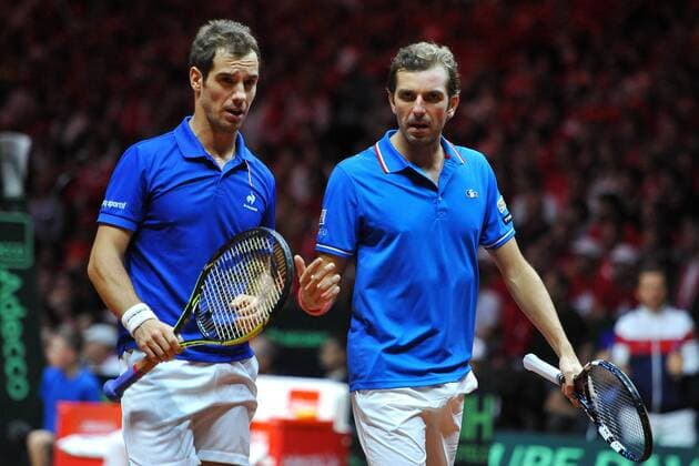 Aktuell Tennis, Davis Cup Daviscup Finale, Frankreich - Schweiz Richard Gasquet (FRA) Julien Benneteau (FRA) TENNIS : Coupe Davis France vs Suisse - Lille - ATP Tennis Herren - 22 11 2014 Tennismag Panoramic 