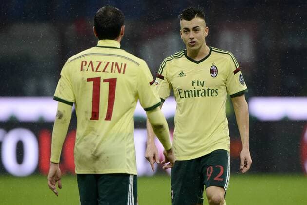 Aktuell Fußball, Italien, AC Mailand - Udinese Calcio Giampaolo Pazzini, Stephan El Shaarawy Milan - Milano 30-11-2014 Stadio Giuseppe Meazza - Football Calcio Serie A AC Mailand vs Udinese Calcio giuseppexceleste