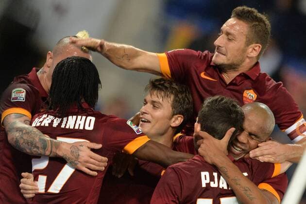 Aktuell Fußball, Italien, AS Rom - Inter Mailand di Gervinho Roma. Goal celebration. Roma 30-11-2014 Stadio Olimpico. Football Calcio 2014 2015 Serie A. AS Rom vs Inter Mailand AntoniettaxBaldassarre