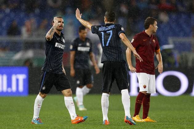 Aktuell Fußball, Italien, AS Rom - Inter Mailand Pablo Daniel Osvaldo Inter Goal celebration Roma 30-11-2014 - Stadio Olimpico Football Calcio 2014 2015 Serie A, Roma - Inter , gxspo