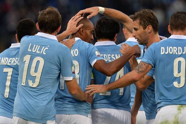 Abdoulay Konko Lazio. Goal celebration. Roma 2-12-2014 Stadio Olimpico. Football Calcio 2014 2015.Coppa Italia, Lazio Rom vs AS Varese 1910 AntoniettaxBaldassarre