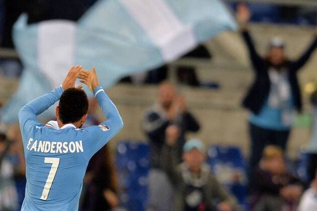 Felipe Anderson Lazio. Goal celebration. Roma 2-12-2014 Stadio Olimpico. Football Calcio 2014 2015.Coppa Italia, Lazio Rom vs AS Varese 1910 AntoniettaxBaldassarre