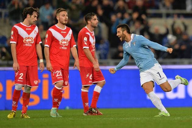 Felipe Anderson Lazio. Goal celebration. Roma 2-12-2014 Stadio Olimpico. Football Calcio 2014 2015.Coppa Italia, Lazio Rom vs AS Varese 1910 AntoniettaxBaldassarre