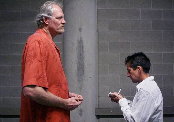 May 16, 2008 - Mark Eaton, a former center for the Utah Jazz standing at 7 4 , patiently answers questions from a reporter at Energy Solutions Arena in Salt Lake City, on May 16, 2008. (Michael Goulding Orange County Register MCT) News Archive - May 16, 2008 - ZUMAm67_