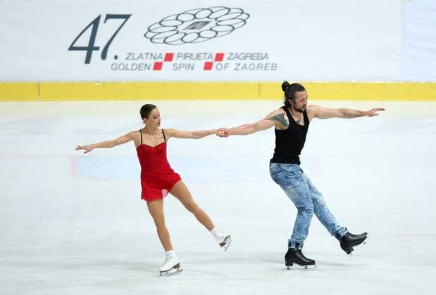 Figure skating Eiskunstlauf - The Golden Spin - Pairs 04.12.2014., Zagreb, Croatia - Figure skating competition The Golden Spin. Pairs Olga Bestandigova - Ilhan Mansiz from Turkey. Ilhan Mansiz is former turkish football player.  IgorxKralj PIXSELL