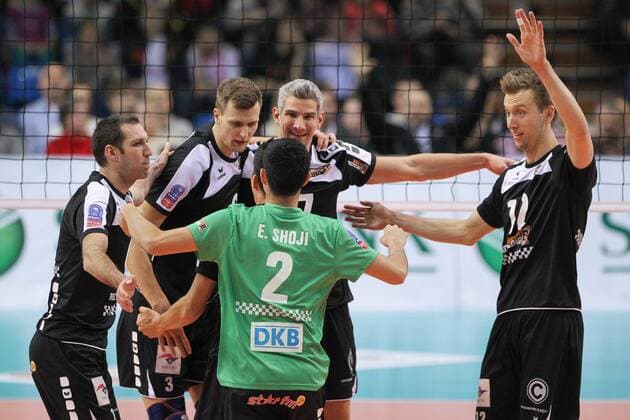 04.12.2014, Rzeszow - CEV Champions League 2014 2015 - Asseco Resovia Rzeszow vs Berlin Recycling Volleys - ROB BONTJE, PAUL CARROLL -  20141204FNMG044