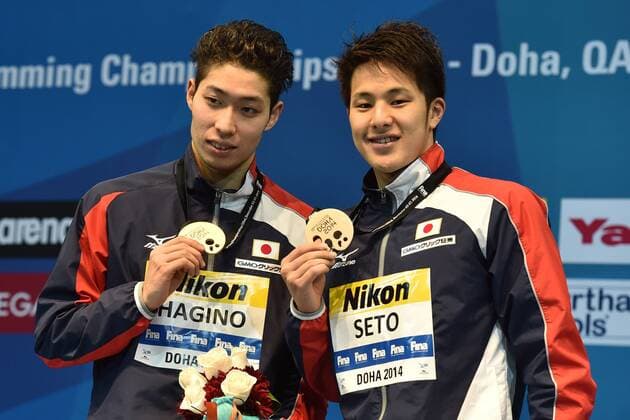 HAGINO Kosuke JPN Gold MEdal, SETO Daiya JPN Bronze Medal Men s 400m Individual Medley Doha Qatar 05-12-2014 Hamad Aquatic Centre, 12th FINA World Swimming Championships (25m). Nuoto Campionati mondiali di nuoto in vasca corta. Photo Andrea Staccioli Deepbluemedia Insidefoto andreaxstaccioli