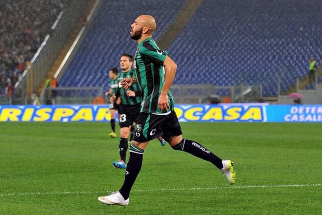 Aktuell Fußball, Italien, Serie A, AS Rom - Sassuolo As Roma 06 12 2014 - campionato di calcio serie A AS Rom vs Sassuolo Calcio: Torjubel Simone Zaza 