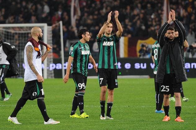 Aktuell Fußball, Italien, Serie A, AS Rom - Sassuolo As Roma 06 12 2014 - campionato di calcio serie A AS Rom vs Sassuolo Calcio: Schlussjubel Sassuolo 