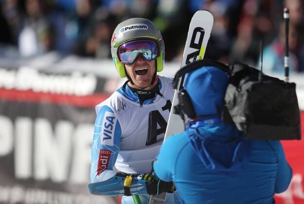 ALPINE SKIING - FIS WC Beaver Creek BEAVER CREEK,COLORADO,USA,07.DEC.14 - ALPINE SKIING - FIS World Cup, giant slalom men. Image shows the rejoicing of Ted Ligety (USA).