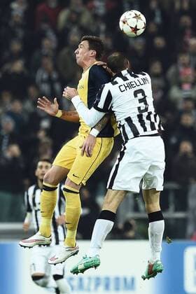 Champions League Juventus Turin - Atletico Madrid Mario Mandzukic-Giorgio Chiellini 