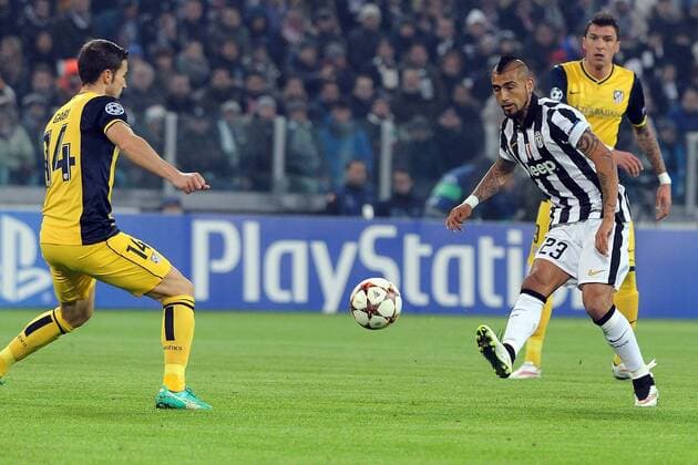 Champions League, Juventus Turin - Atletico madrid, ARTURO VIDAL xHOCHxZWEIx xItalyxPhotoxPressx 