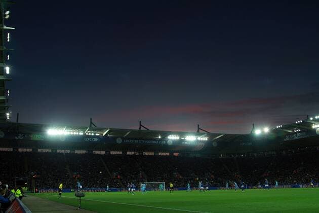 Leicester City Leicester, UK . . 13.12.2014 A general view of The King Power Stadium just after sunset as the sky starts to turn red. 