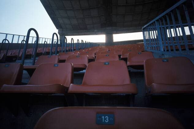 Fußball, Stadiongeschichte Fortuna Düsseldorf Sitzreihen im Rheinstadion Düsseldorf, Heimspielstätte der Fortuna