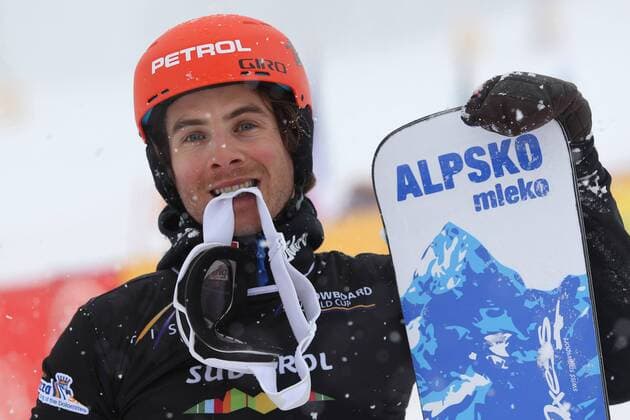 SNOWBOARD - FIS WC Carezza, qualification CAREZZA,ITALY,16.DEC.14 - SNOWBOARD - FIS World Cup, parallel giant slalom, men. Image shows Zan Kosir (SLO).