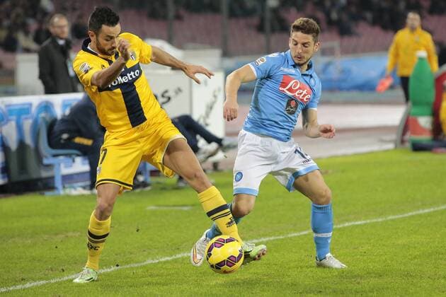 Jonathan Biabiany Parma FC, Dries Mertens Napoli, Napoli 18-12-2014 Stadio San Paolo Football Calcio Serie A SSC Neapel vs FC Parma cesarexpurini