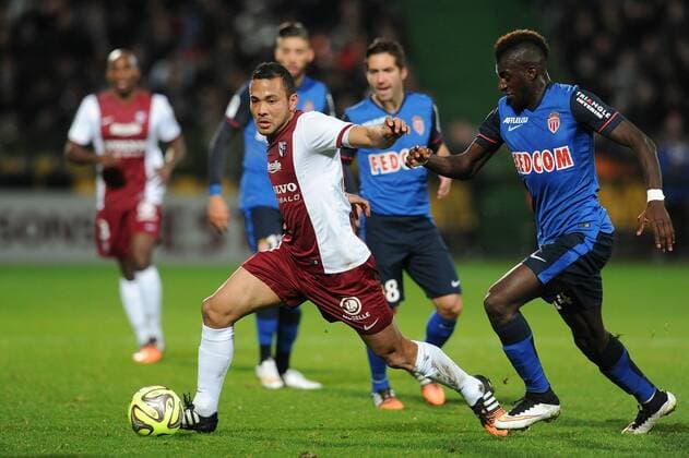 Falcon (Metz) Tiemoue Bakayako (Monaco) FOOTBALL : Metz vs Monaco - Ligue 1 - 20 12 2014 N.LeGouic FEP Panoramic 
