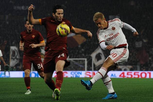 Keisuke Honda Milan, Kostantinos Manolas Roma. Roma 20-12-2014 Stadio Olimpico. Football Calcio 2014 2015 Serie A. AS Roma - AC Milan. Foto AntoniettaxBaldassarre Insidefoto AntoniettaxBaldassarre