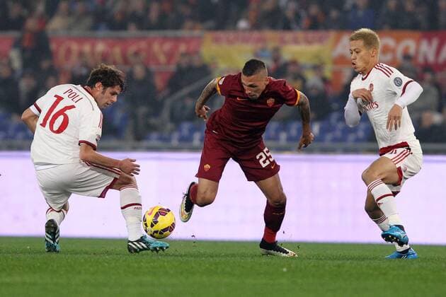 Jose Holebas Roma, Keisuke Honda Milan, Andrea Poli Milan Roma 20-12-2014 Stadio Olimpico Football Calcio 2014 2015 Serie A AS AS Roma - AC Milan Foto LucaxPagliaricci Insidefoto lucaxpagliaricci
