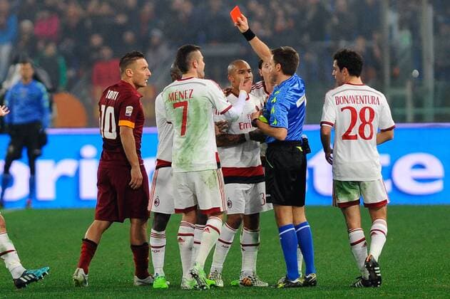 IPP20141220 Football - soccer: Serie A, AS Rom - AC Mailand, Pablo Estifer Armero , Platzverweis durch referee Nicola Rizzoli xHOCHxZWEIx xItalyxPhotoxPressx 