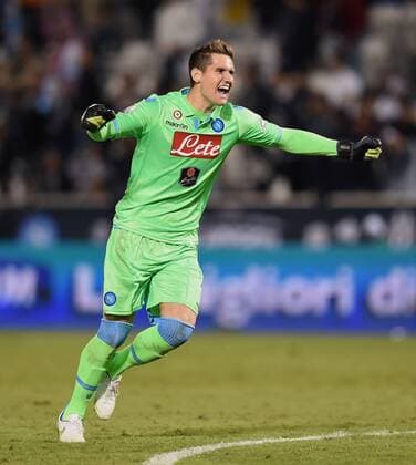 FUSSBALL INTERNATIONAL Supercoppa Italia Finale 2014 in Doha Juventus Turin - SSC Neapel 22.12.2014 JUBEL Torwart Rafael Cabral (SSC Neapel) 