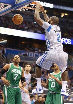 Dec. 16, 2014 - Orlando, FL, USA - The Orlando Magic s Kyle O Quinn dunks against the Boston Celtics at the Amway Center in Orlando, Fla., on Tuesday, Dec. 23, 2014. Boston at Orlando - ZUMAm67_