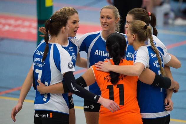 27.12.2014, Halle Berg Fidel, Muenster Volleyball, DVV-Pokal, Halbfinale, USC Münster Muenster vs. Allianz MTV Stuttgart Jubel Stuttgart